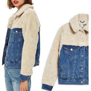 Topshop Denim Sherling Jacket SIZE 4